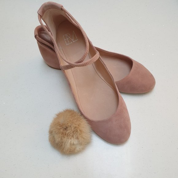 NWT Suede Dusty Pink Round Toe Mary Jane Ballet Flats - Picture 5 of 14